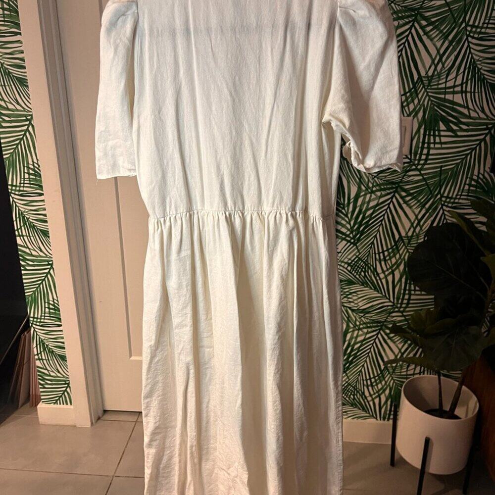Zara Ivory Midi Dress Cottagecore Sz M - Picture 5 of 10